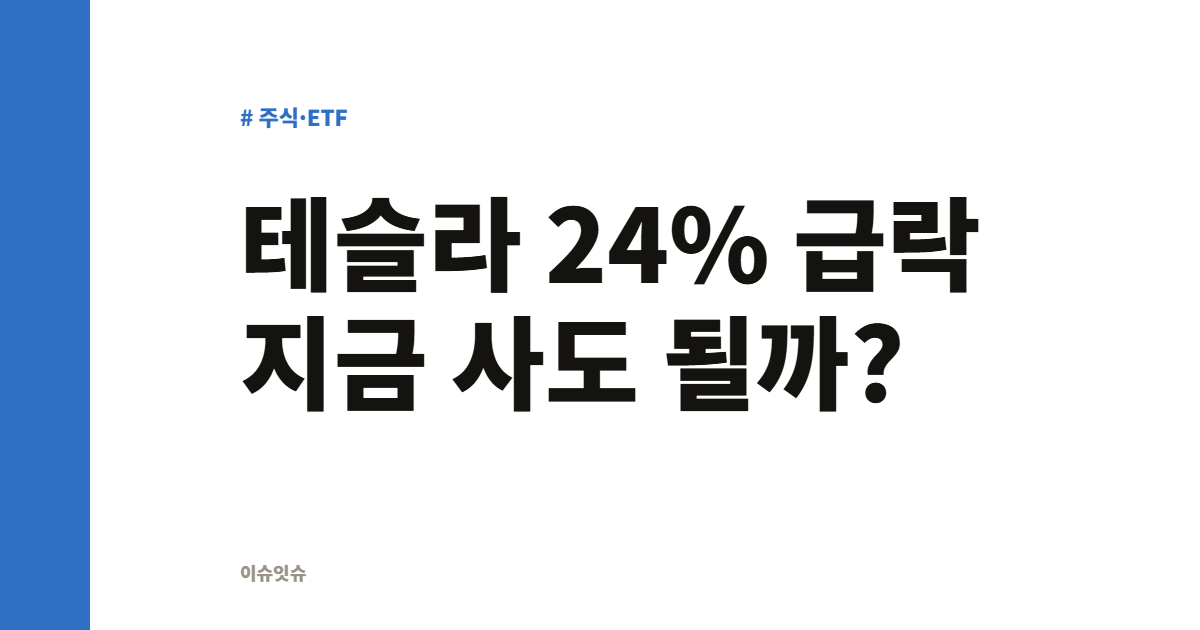 테슬라 24% 급락 지금 사도 될까?